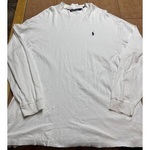 Polo Golf Ralph‎ Lauren L/S Solid White Men's Sz XL Blue Pony Logo Pima Cotton